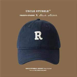 Unisex Baseball Cap Cotton Embroidered R Logo Solid Color Casual Duckbill Hat <b>Sunscreen</b> Breathable Warm Windproof Sunshade - Product Image 2