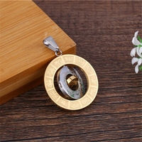 Collier Pendentif Homme en Acier Inoxydable Plaqué Or, Ancrage Rotatif Créatif Vintage, Zodiaque Chinois Huit Trigrammes, Bijoux