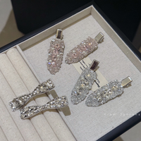 Nouvelles pinces à cheveux coréennes exquises en cristal, pinces latérales en strass, pinces à bec de canard avec strass, accessoires capillaires coréens
