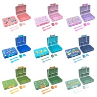 Aohea Boîte à bento portable en plastique de style moderne avec ensemble de vaisselle Boîte à lunch avec fourchette et cuillère pour l'école et le bureau