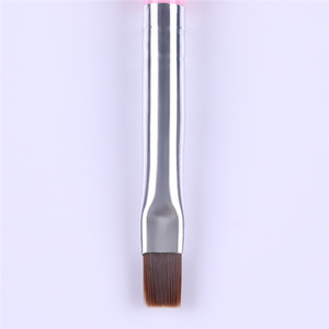 Pinceau plat en nylon rose avec manche, embout serti, pour la peinture au gel UV, la manucure et le design d'ongles - Product Image 2