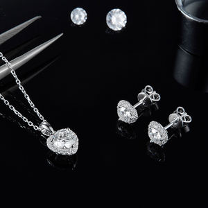 Serie stupefacente a forma di cuore Halo <span class=keywords><strong>solitario</strong></span> 1CT Moissanite ciondolo S925 stile donne collane - Product Image 4