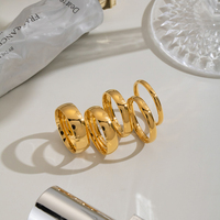 Bagues simples et lisses X&L Jewelry, plusieurs tailles, plaquées or 18 carats, en acier inoxydable résistant à l'eau, pour femmes