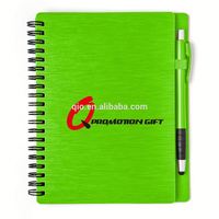Mercure rond en spirale 70 feuilles doublé ensemble de cahier avec stylo à bille et métallique solide couverture texturée