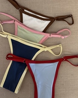 Ensemble de bikini pour femmes avec bretelles entièrement ajustables en nylon recyclé, bordure contrastée, double doublure, fabriqué par un fabricant de maillots de bain