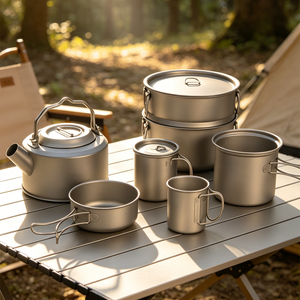 Ustensiles de cuisine de camping en titane résistants à la corrosion, <span class=keywords><strong>sans</strong></span> odeur, pour feux directs, série A, pour activités de plein air - Product Image 1