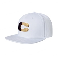 Six Panel Custom Flat Brim Metal Plate Logo Snap Back Design Rap Cap Snapback Hat Caps