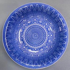 Plato de sopa azul bonito de cerámica, calcomanía con estampado de 8 pulgadas, juego creativo de platos de cena para desayuno, pastel, aperitivos, Decoración de mesa, regalo - Product Image 1