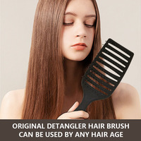 Gmagic Outils de coiffure Brosse à cheveux de massage en nylon plastique de couleur noire Brosse à cheveux incurvée pour un séchage plus rapide