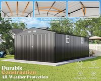 Bâtiment de stockage extérieur en acier imperméable avec portes verrouillables, fenêtres et aérations, grand hangar utilitaire préfabriqué