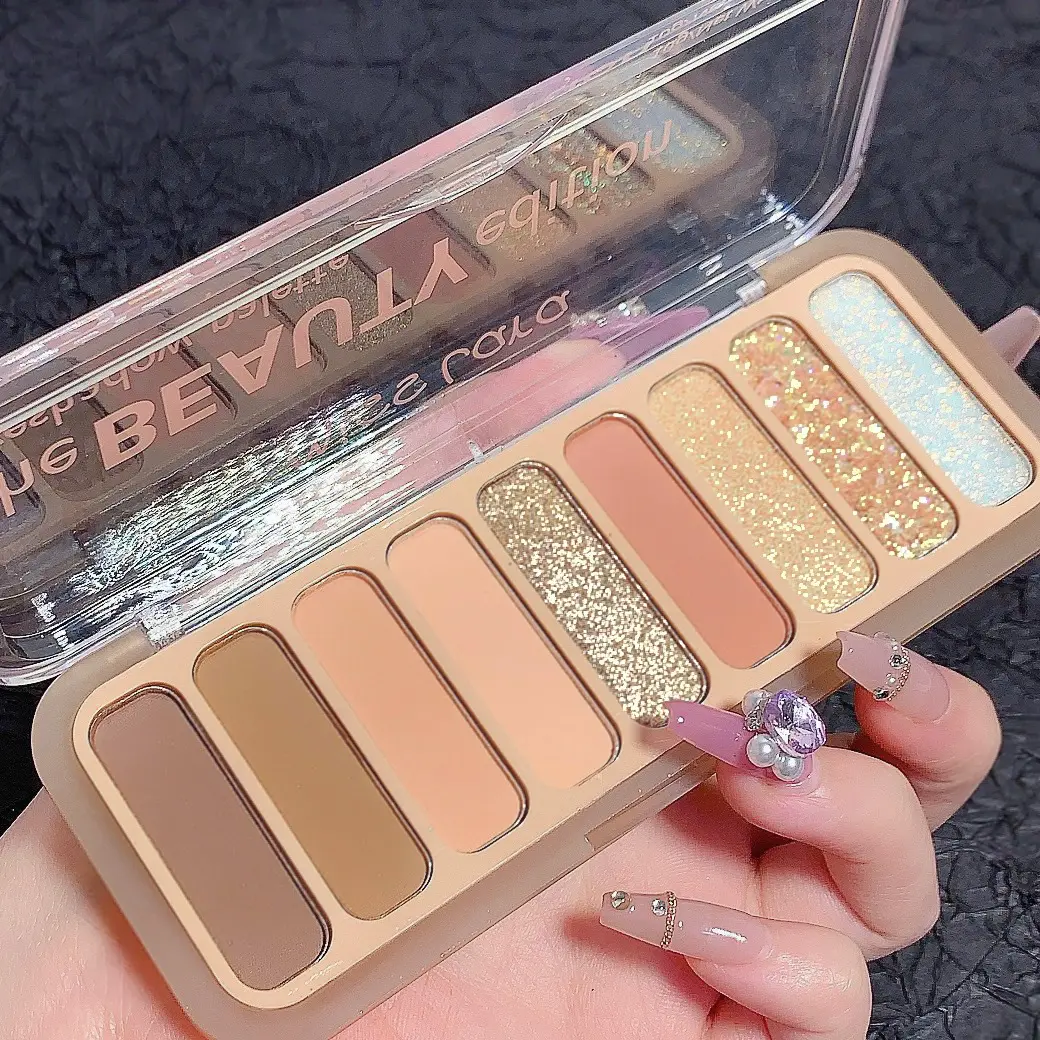 Nueva paleta de sombra de ojos tallada 9 colores sin talco copos de sombra de ojos individuales bajo moq paleta de sombra de ojos de neón cromático