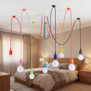 Lámpara de araña LED de estilo europeo moderno minimalista, ajustable en altura, con múltiples cabezales de sílice, diseño colorido de <span class=keywords><strong>doncella</strong></span> <span class=keywords><strong>celestial</strong></span>, forma alargada - Product Image 4