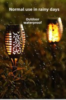 Lampes à LED solaires à effet de flamme vacillante réaliste, étanches, modernes, pour l'éclairage extérieur des allées de jardin, avec capteur de lumière