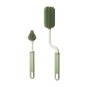 Brosse à biberon en silicone Sanga, rotation à 360 degrés, ensemble de brosses de nettoyage pour tétines de bébé, tasses et sucettes, tête souple, qualité alimentaire - Product Image 5