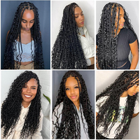 Ekstensi Rambut Sintetis Julianna Wholesale Custom Tanpa Weft Bohemian Super Water Wave Jerry Curly Wavy Deep Bulk untuk Kepang