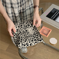 Tas Makeup motif macan tutul, dompet kosmetik perawatan kulit model baru tas penyimpan sederhana kanvas portabel