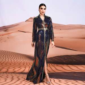 XY548 abiti da donna con paillettes manica lunga arabica <span class=keywords><strong>Istanbul</strong></span> marocchino turco Dubai abiti da sera modesti abiti da festa musulmani - Product Image 4