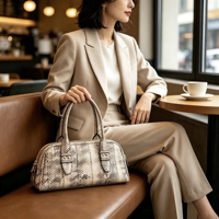 Sac à main tendance en cuir PU SUNNY, style dôme, imprimé serpent, avec poignée supérieure, sac bandoulière