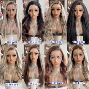 Perruque synthétique Lace Front 13x4 transparente, résistante à la chaleur, couleur noisette, sans colle, pour usage quotidien - Product Image 6