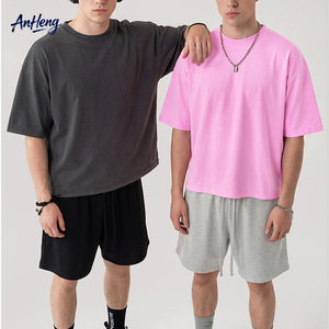 Camiseta de hombre de verano, estilo retro, de algodón lavado, corte holgado, manga murciélago, 310G, peso pesado, ajuste holgado, estilo urbano, proveedor OEM, top. - Product Image 1