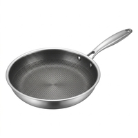 Poêle à frire en acier inoxydable non revêtu FLEY 26/28/30/32 cm, poêle antiadhésive avec poignée en acier durable