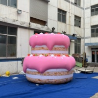 Gâteau d'anniversaire gonflable géant rose en tissu Oxford, décoration de fête promotionnelle pour boulangerie, grand modèle