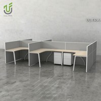 Système de bureaux modulaires en L IULTRA moderne avec armoire de rangement au design écologique et poste de travail autonome