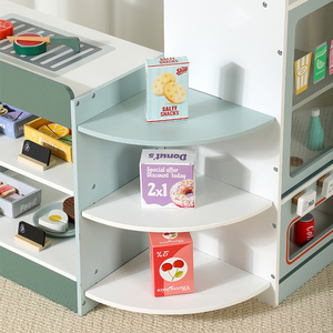 Jeux de supermarché, étagère de magasin, <span class=keywords><strong>caisse</strong></span> <span class=keywords><strong>enregistreuse</strong></span>, jeu de simulation de maison, comptoir de caissier <span class=keywords><strong>en</strong></span> <span class=keywords><strong>bois</strong></span>, jouets - Product Image 6