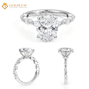 Anillo de diamantes de corte ovalado Goldleaf PT950 de platino con certificado IGI de 2, 3 y 4 quilates DEF‑VVS/VS para compromiso, boda, aniversario y uso diario - Product Image 2