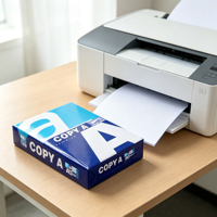 Papier copie A4 haute luminosité blanc, 100% pâte de bois vierge, papier d'impression, papier de copie pour bureau, provenant du Shandong