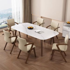 Silla de <span class=keywords><strong>Comedor</strong></span> de Diseño Moderno, Estructura de Madera Sólida y Resistente, Respaldo con Tapicería de Cuero, para Hogar y Hotel L115 - Product Image 6