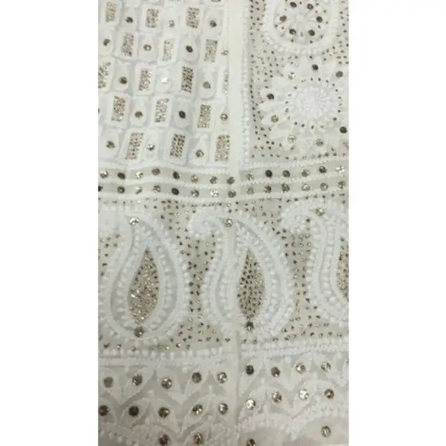 Productos más vendidos tela de bordado chikankari con estampado de cebra de algodón suave