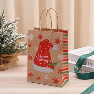 Folding <b>Christmas</b> Kraft Paper <b>Bag</b> with Handle Custom Print Merry <b>Christmas</b> <b>Gift</b> - Product Image 1