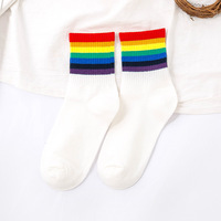 2023 logotipo personalizado algodón equipo Rasta Color diseñador moda mujer Gril Arco Iris Calcetines