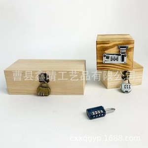 Caja de joyería de madera rectangular con cerradura de combinación, caja de almacenamiento cubierta para uso doméstico - Product Image 3