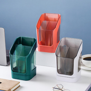 Multi Functional Desk Organizer With Partitions Square Shape Color Blocking Desktop Storage Box For Pens Chopsticks Utensils - Product Image 4