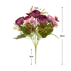 Bouquet de fleurs artificielles en soie Dongchen Crafts, bourgeons de pivoine, violet, rouge, rose, pour la décoration de la maison et des mariages - Product Image 5