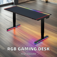 Table de jeu pour ordinateur de course personnalisée de grande taille avec éclairage RVB pour le bureau à domicile, bureau de jeu avec LED