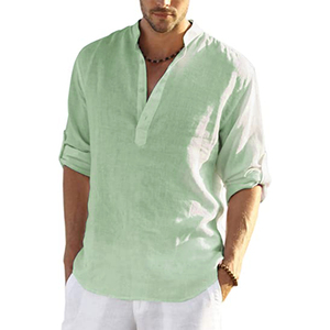 Nouvelle Chemise Décontractée Homme en <span class=keywords><strong>Coton</strong></span> et <span class=keywords><strong>Lin</strong></span>, Haut Ample à Manches Longues, Printemps Automne, Chemises Élégantes Décontractées pour Hommes - Product Image 5