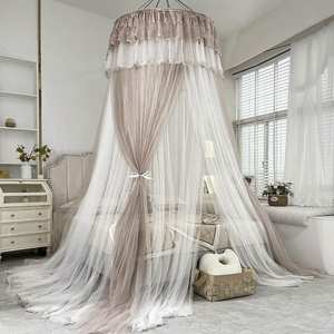 Double Layer <b>Bed</b> Curtain Canopy <b>Drapes</b> 2.2M Round Dome Lace Princess Mosquito Net - Product Image 3