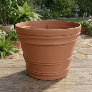 Pot de fleurs moderne en terre cuite avec finition naturelle, modèle Chaman India 53002, pour utilisation sur bureau - Product Image 2