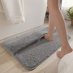 Tapis de bain rectangulaire en polaire Ice Cream, antidérapant, épais et absorbant, pour la salle de bain, pour usage domestique, couleur unie, en fibre de polyester - Product Image 1