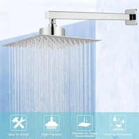 Bras de douche mural moderne en acier inoxydable chromé de 20 pouces avec bride de 500 mm, à sortie unique, haute pression et économie d'eau