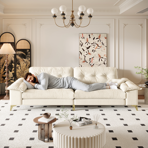 Sofá Nube Convertible Moderno de 4 Plazas con Brazos Anchos Desmontables, Tapizado en Chenilla Acolchada, Patas de Madera, Cómodo Sofá con 2 Cojines - Product Image 3