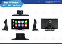 Écran CarPlay sans fil de 9 pouces, Android Auto pour voiture avec caméra de tableau de bord avant et arrière 4K+1080P, Airplay Miracast