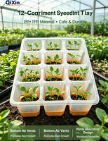 Plateau de semis 12 cellules en PP+TPR double matériau avec trous de drainage pour l'aération des racines, kit de germination de plantes réutilisable et flexible