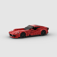 Kit de construction de mini voiture de sport rouge en briques, en stock, jouet de construction DIY avec manuel pour garçons et enfants