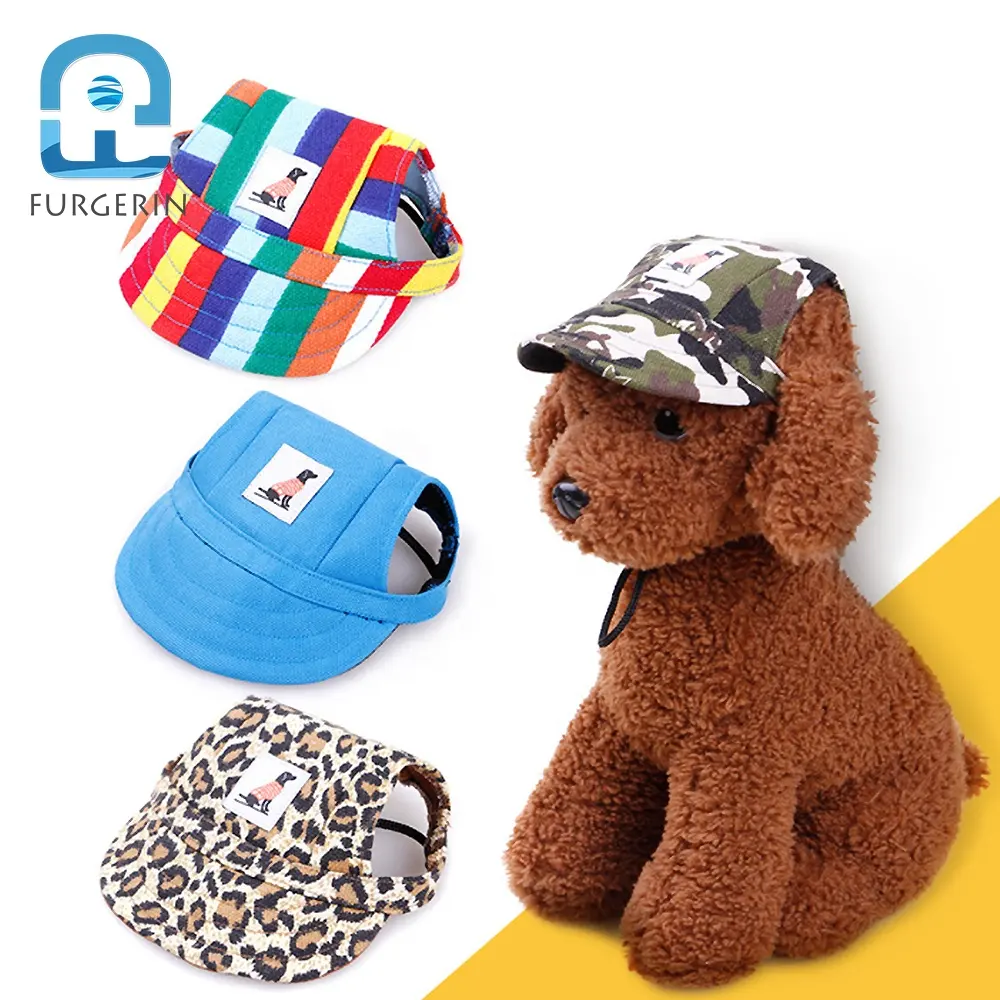 Sombrero para perro con agujeros en las orejas, gorra de béisbol de lona ajustable para verano, sombrero deportivo para perros y gatos