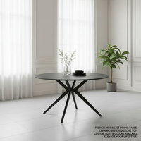 Table à manger pliante industrielle moderne et minimaliste pour 8 personnes, grand plateau, finition mate H082, plateau en céramique, pieds en métal, usage hôtelier
