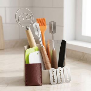 Outil de traçage pour pâte à sourde de conception personnalisée, 6 pièces - Crochet à pâte, Fouet hollandais, Couteau à pain, Racloir de boulanger, Brosse à pâtisserie - Product Image 1